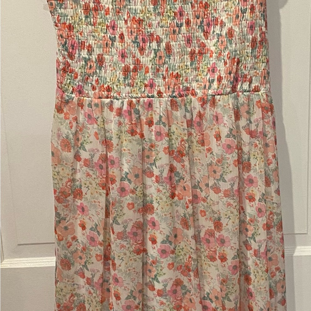 Zunie Floral Kids Casual Dress - Pink and Green